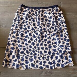 Tory Burch Blue and Cream A-Line Skirt